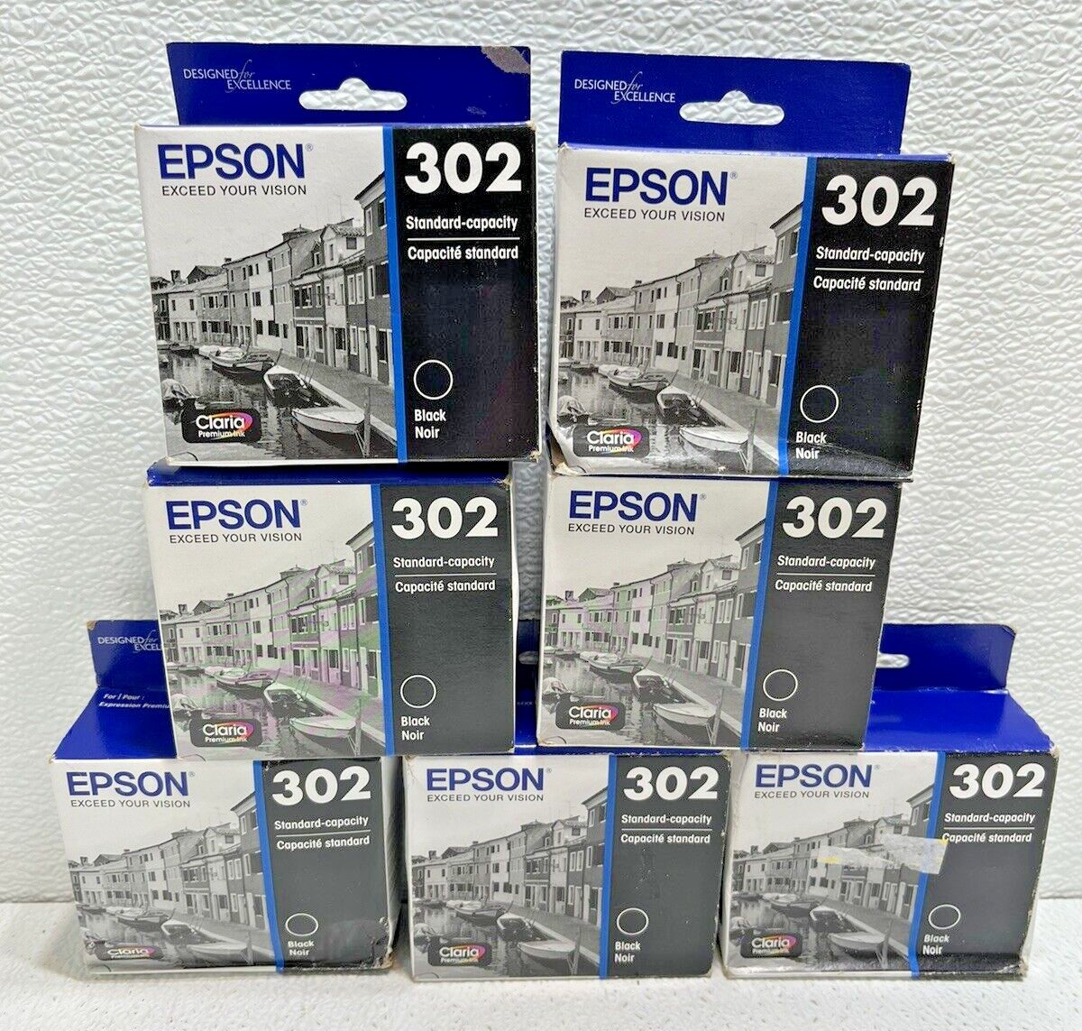 Lot of 7 Geniune Epson 302 Standard Capacity Ink XP-6000 XP-6100 Date: Mar 2024