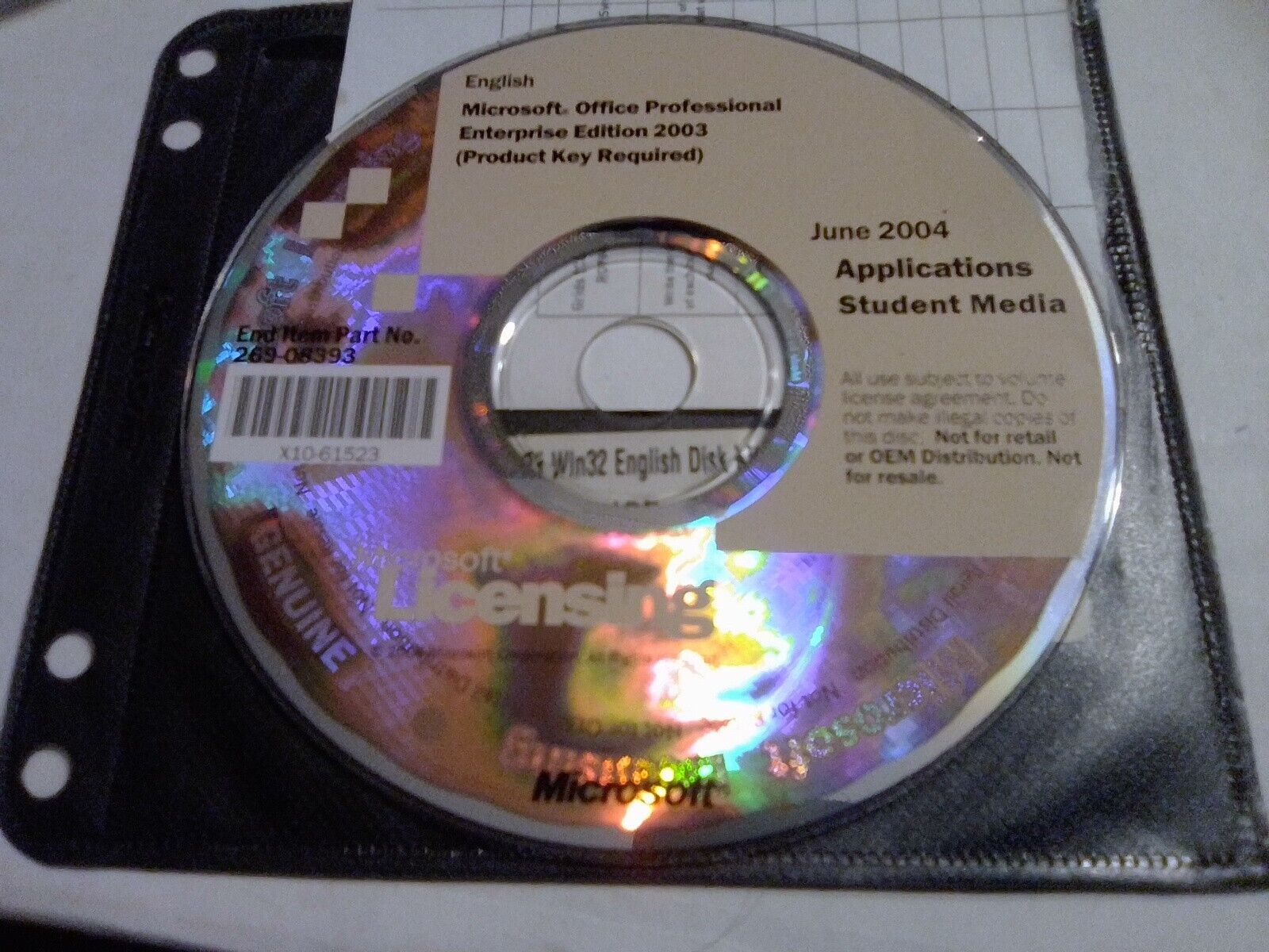 Microsoft Licensing June 2004, Applications Student Media w/cd k #