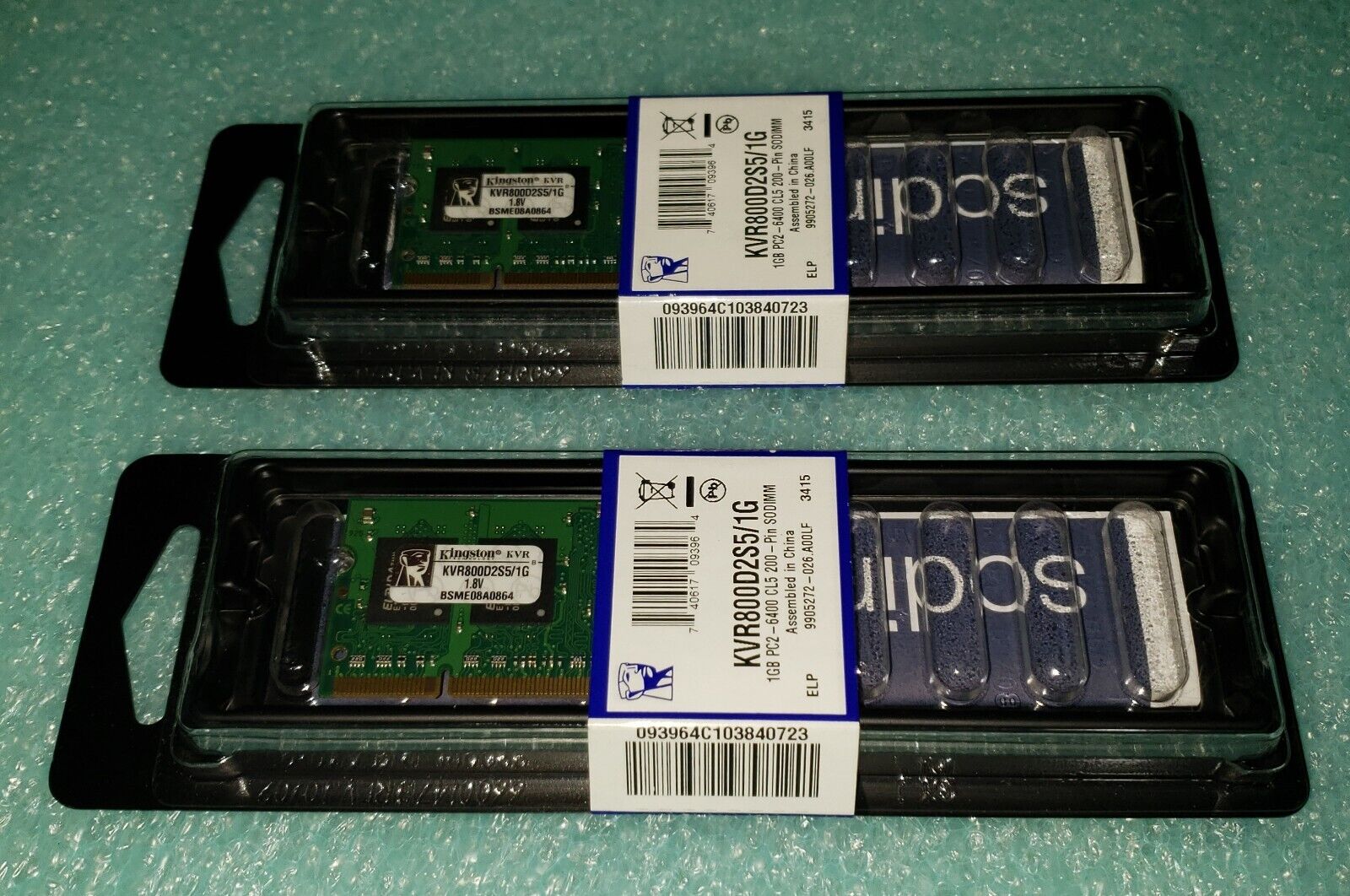 NEW 2GB (2 x 1GB) Kingston KVR800D2S5/1G Stick of laptop RAM