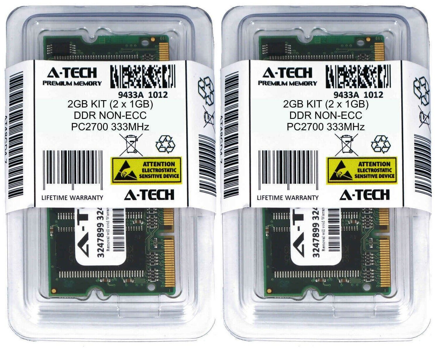 A-Tech 2GB 2x 1GB PC2700 Laptop SODIMM DDR 333 MHz 200-pin non-ECC Memory RAM 2G