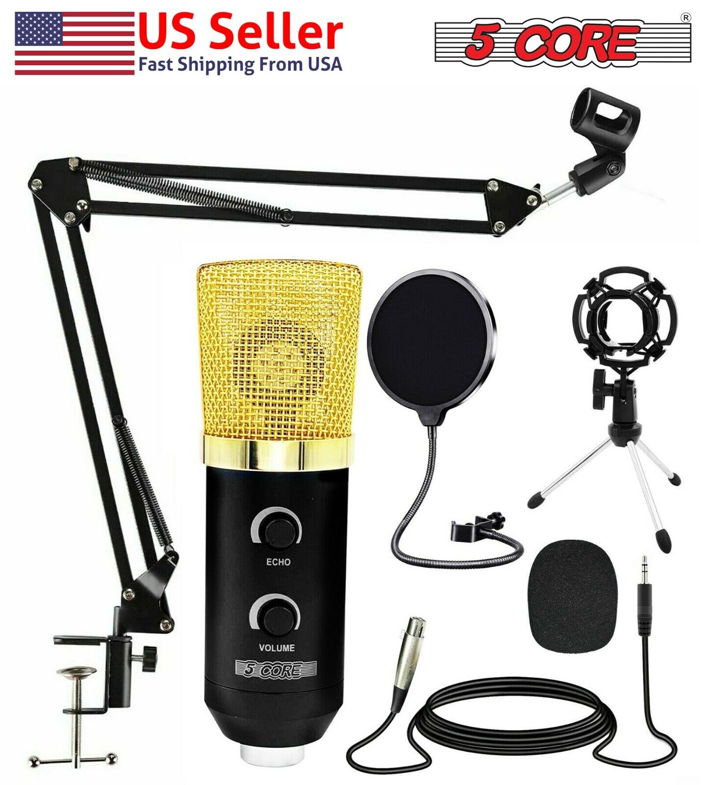 5Core Premium Pro Audio Condenser Recording Microphone Podcast Gaming Studio Mic