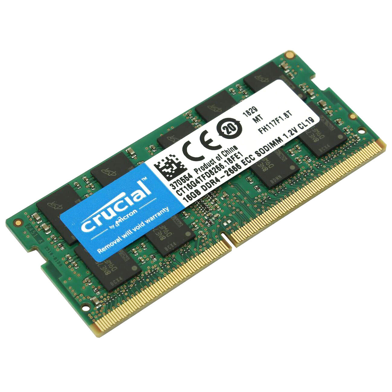 Crucial 16GB DDR4 2666 (PC4-21300) CL19 ECC Unbuffered SODIMM CT16G4TFD8266 RAM