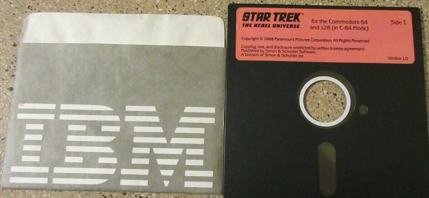 Commodore 64 & 128 Star Trek The Rebel Universe Floppy Disk Side 1 Only