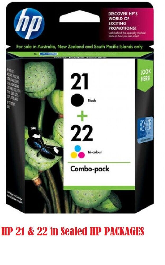 New HP 21 Black C9351A & 22 Tri Color C9352A Combo Ink cartridge for Printer OEM