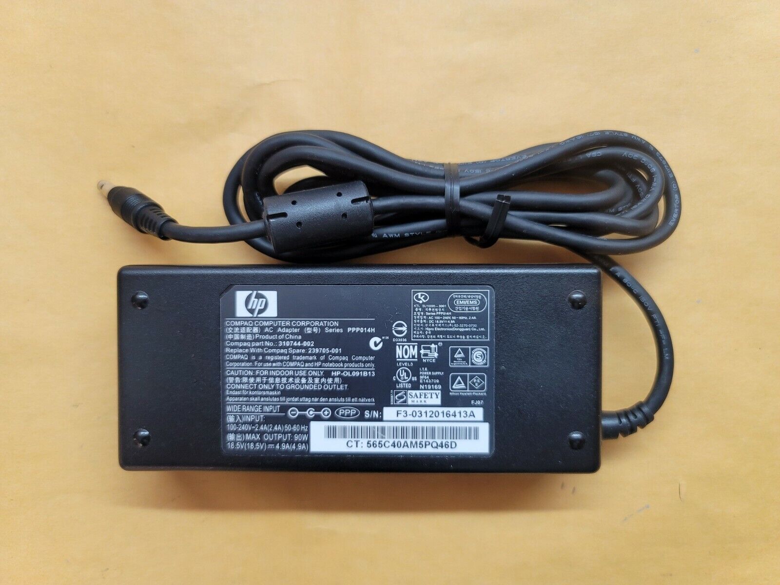 Genuine HP Laptop Charger AC Power Adapter 310744-002 239705-001 18.5V 4.9A 90W