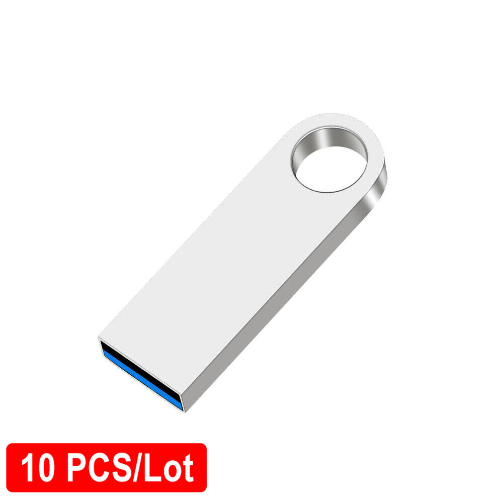 10PCS/Lot Metal Free Logo USB 2.0 Flash Drive Real Capacity Pen Drive Silver 64G