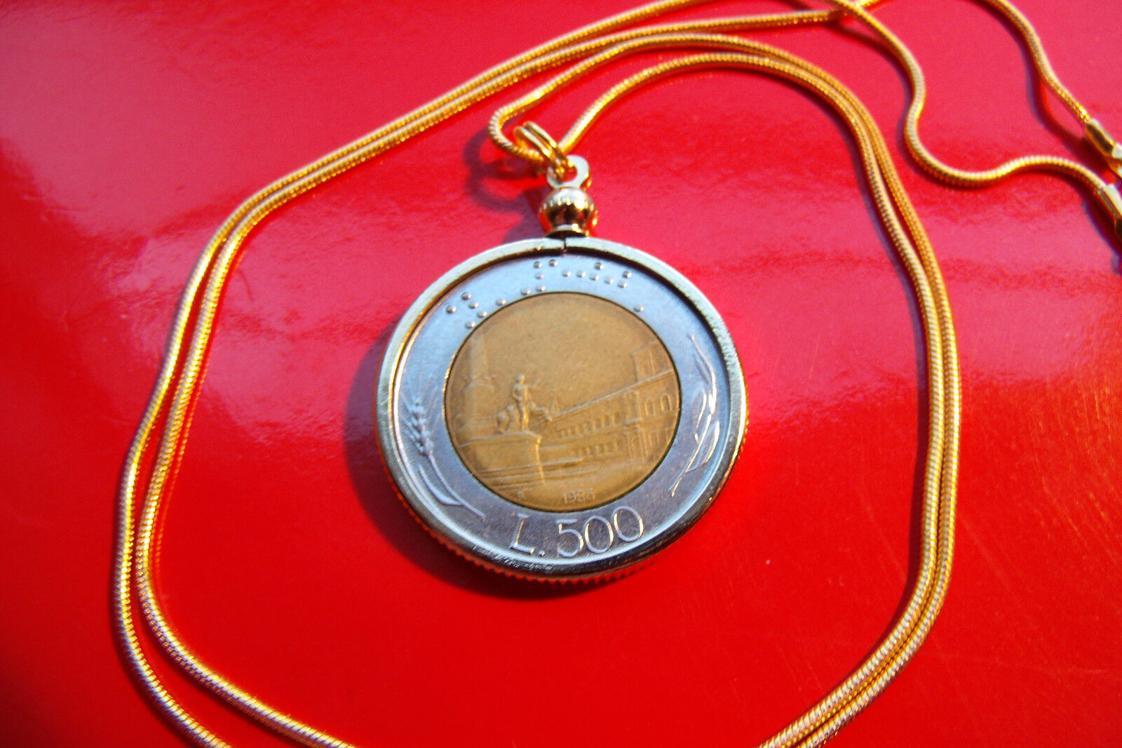 Italian 500 Lire Classic Coin Pendant on a 24\