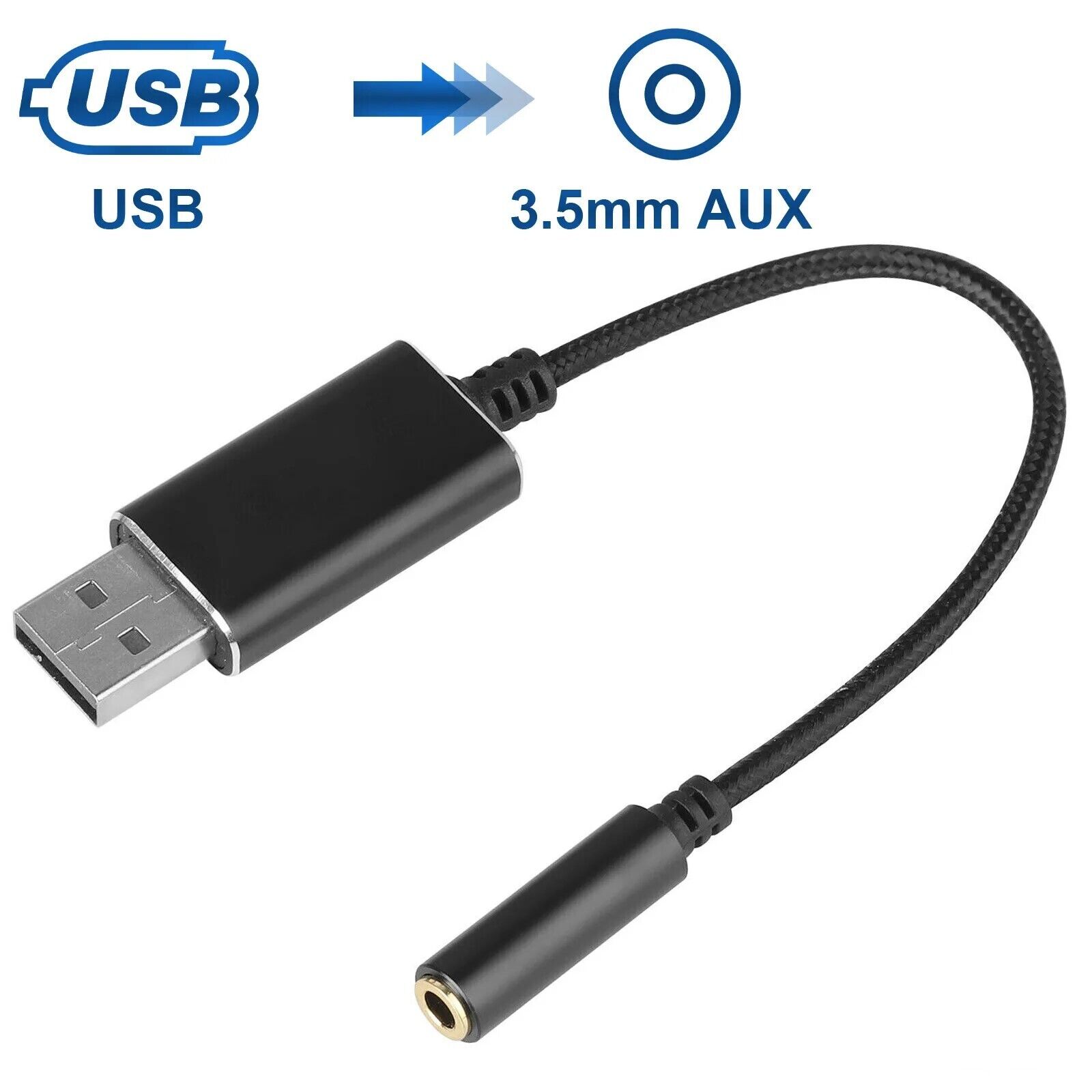 USB to 3.5MM Aux Audio Jack Headphone Cable Adapter For PC PS4 Laptop Desktop