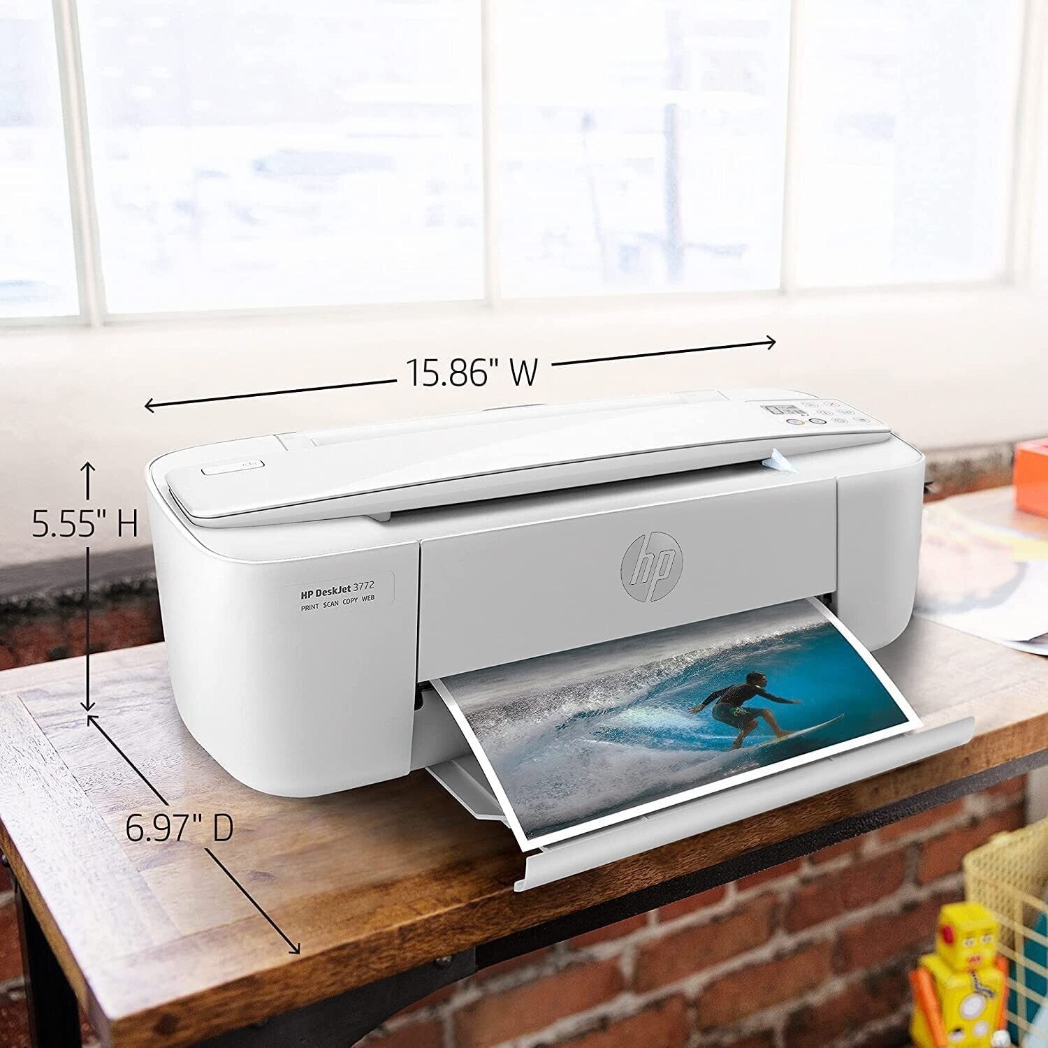 HP DeskJet Wireless Printer. Print Scan Copy + 6  ft cable *NO INK* -White