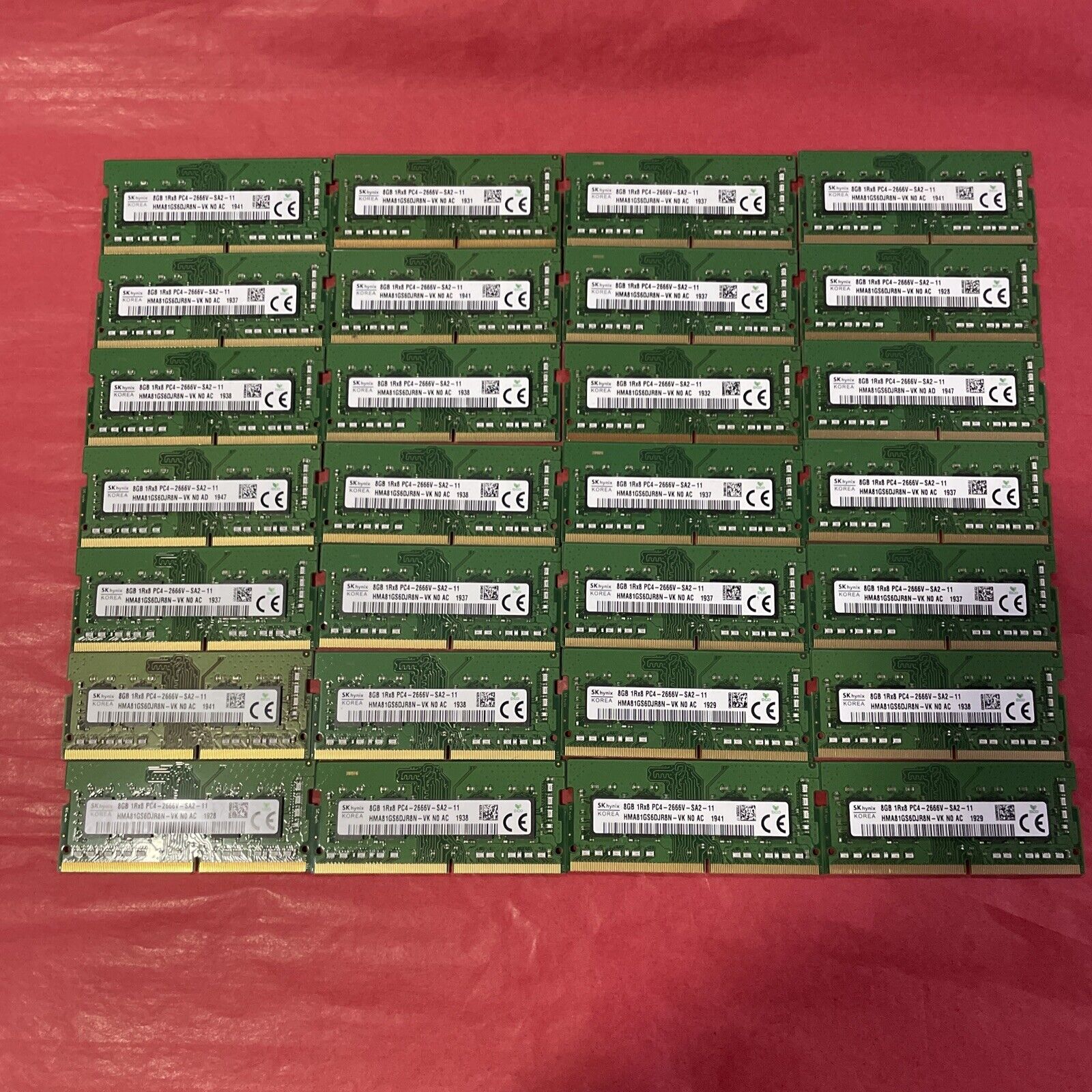 Sk Hynix 8GB (lot Of 28) 1Rx8 PC4-2666V Laptop Memory Ram