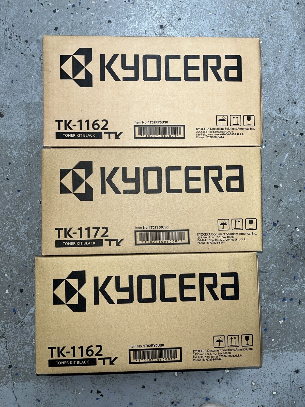 LOT OF THREE Genuine Kyocera TK-1162 Black Toner Cartridge