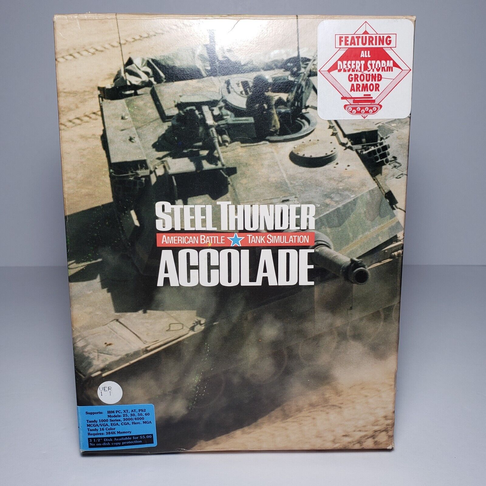 VTG 89 Steel Thunder Tank Simulation Software 5.25 Disk IBM Tandy Accolade