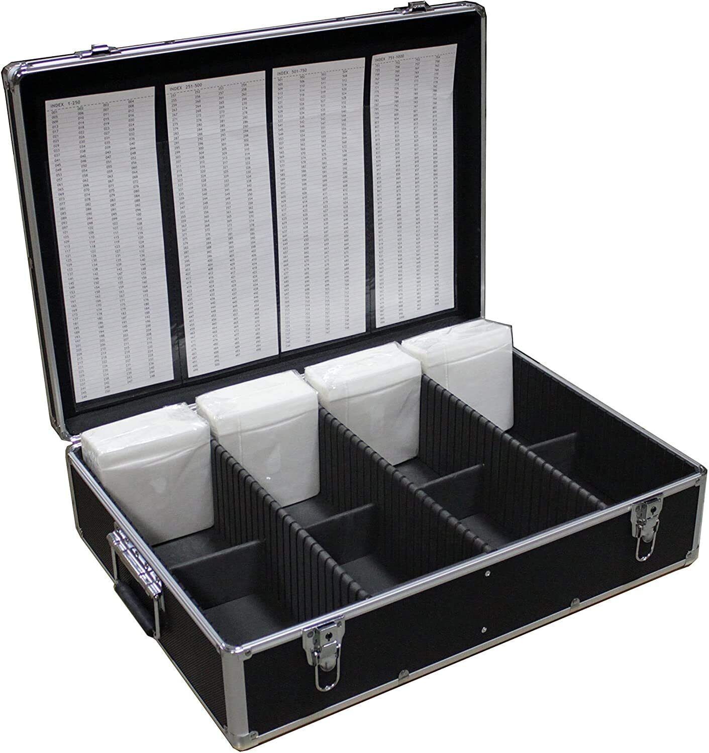 1000 CD DVD Black Aluminum Media Storage Case Mess-Free Holder Box with Sleeves