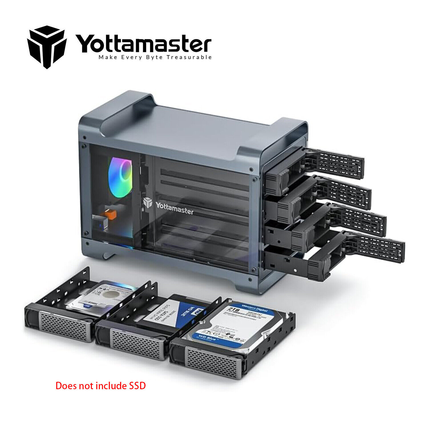 Yottamaster 4 Bay RAID Hard Drive Enclosure TypeB RGB Fan For 2.5\