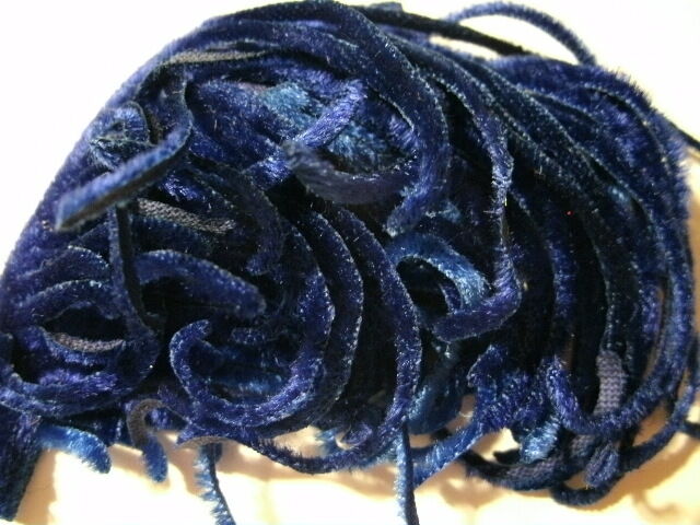 Vintage Millinery Flower Royal Blue Velvet Feathery Trim for Hat NS4