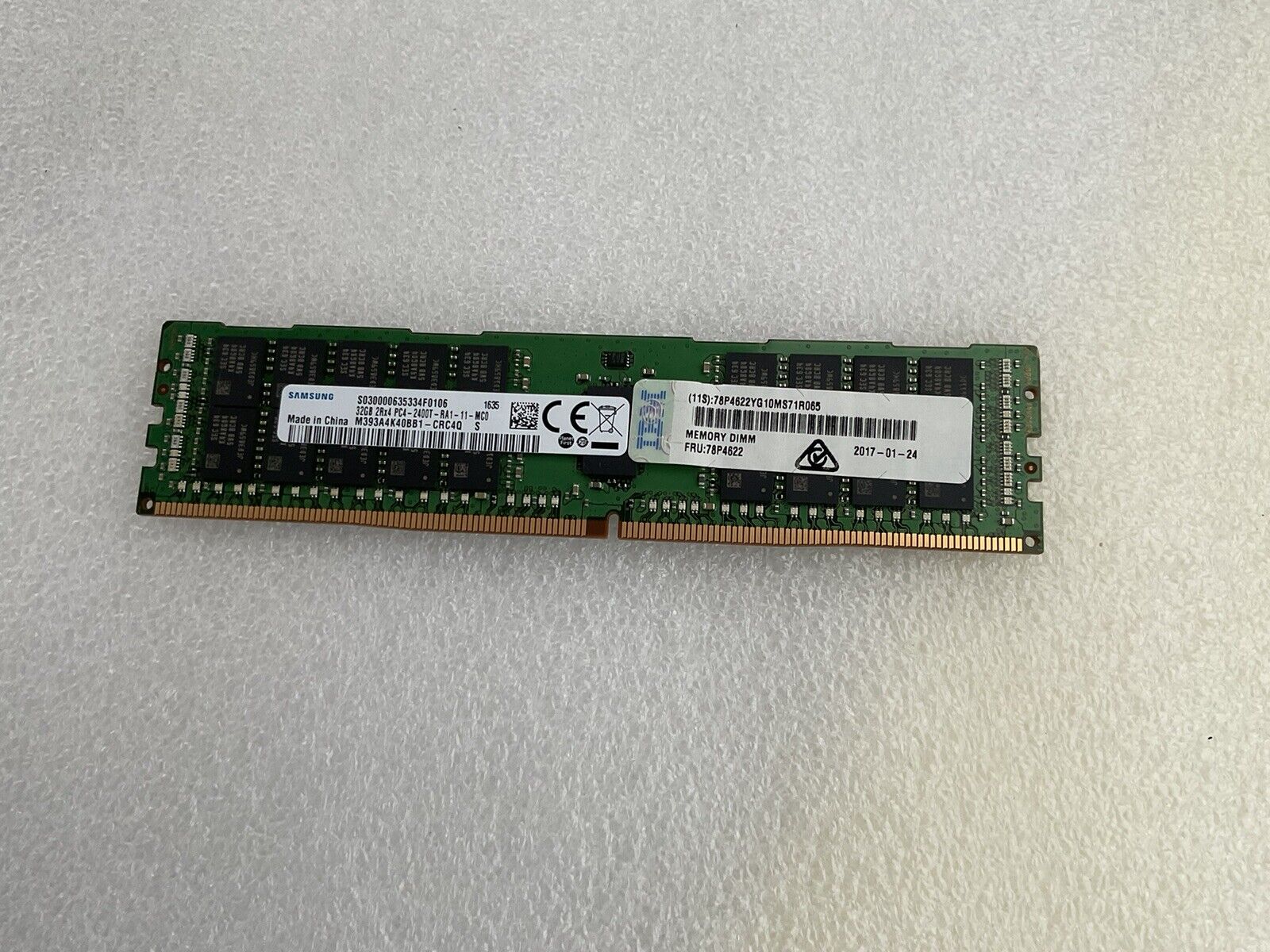 SAMSUNG  32GB 2Rx4 PC4-2400T DDR4-19200 RDIMM ECC Server Memory RAM