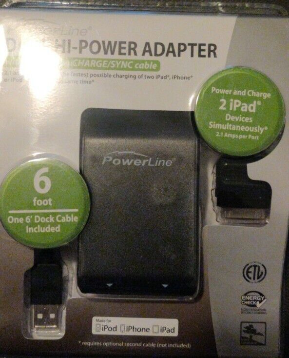 PowerLine Dual Hi-Power Adapter for the fastest possible charging of two iPad, i