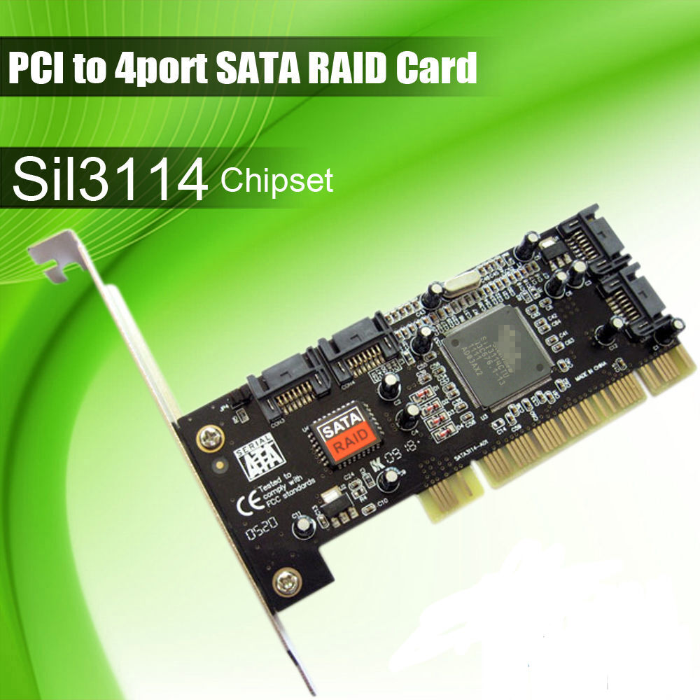PCI to 4 ports SATA Serial ATA RAID Sil3114 3114 Converter Controller I/O Card