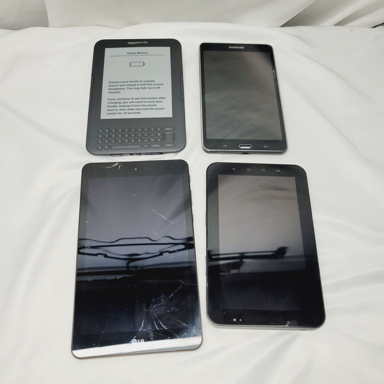 Lot Of 4 Tablets For Parts Or Repair, Precious Metal Recovery LG, Galaxy, Kindle