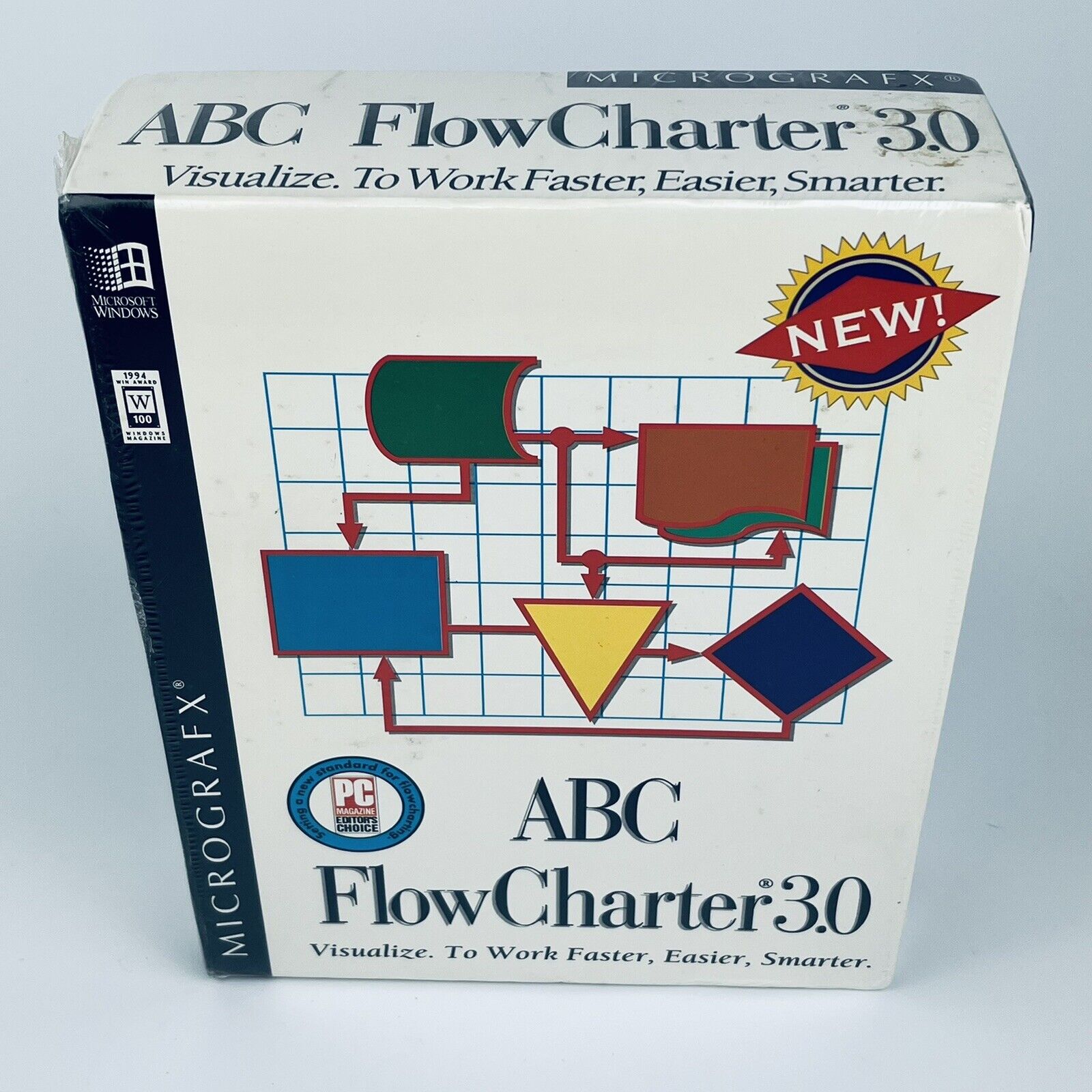 Vintage MicroGrafx ABC FlowCharter 3.0 Software NOS 3.5 Disk 1994 For PC Windows