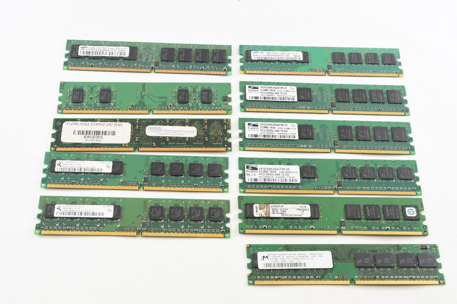 Lot of 11 Assorted RAM Memory Sticks working pulls mixed
