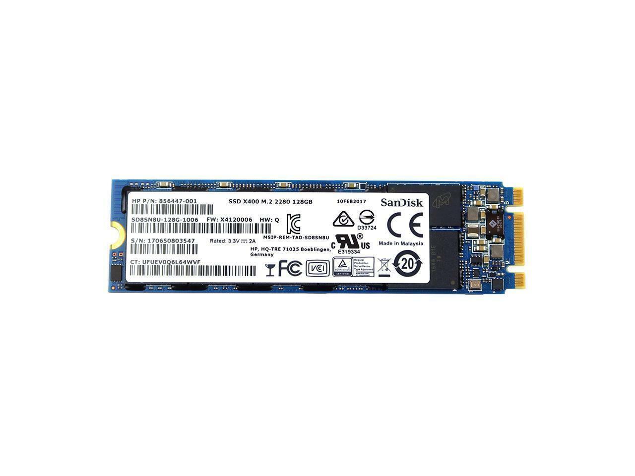HP SANDISK 856447-001 128GB SSD X400 M.2 NVME SSD 