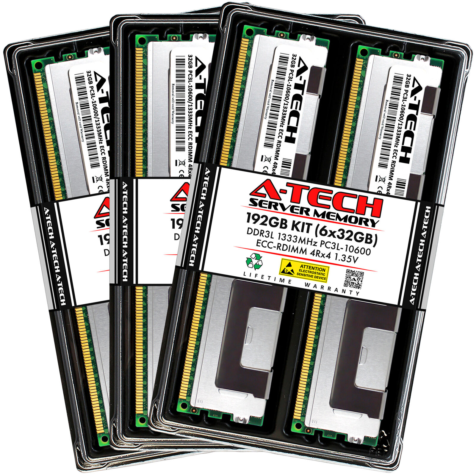 A-Tech 192GB 6x 32GB 4Rx4 PC3-10600R DDR3 1.35V ECC RDIMM REG Server Memory RAM