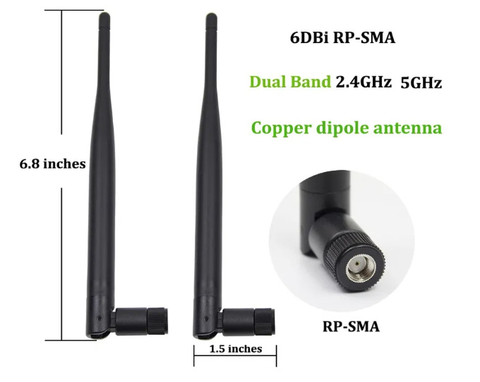 2x - 10x Pack RP-SMA 5, 7 dBi Antenna for WiFi 2.4GHz/5Ghz Wireless Card Router