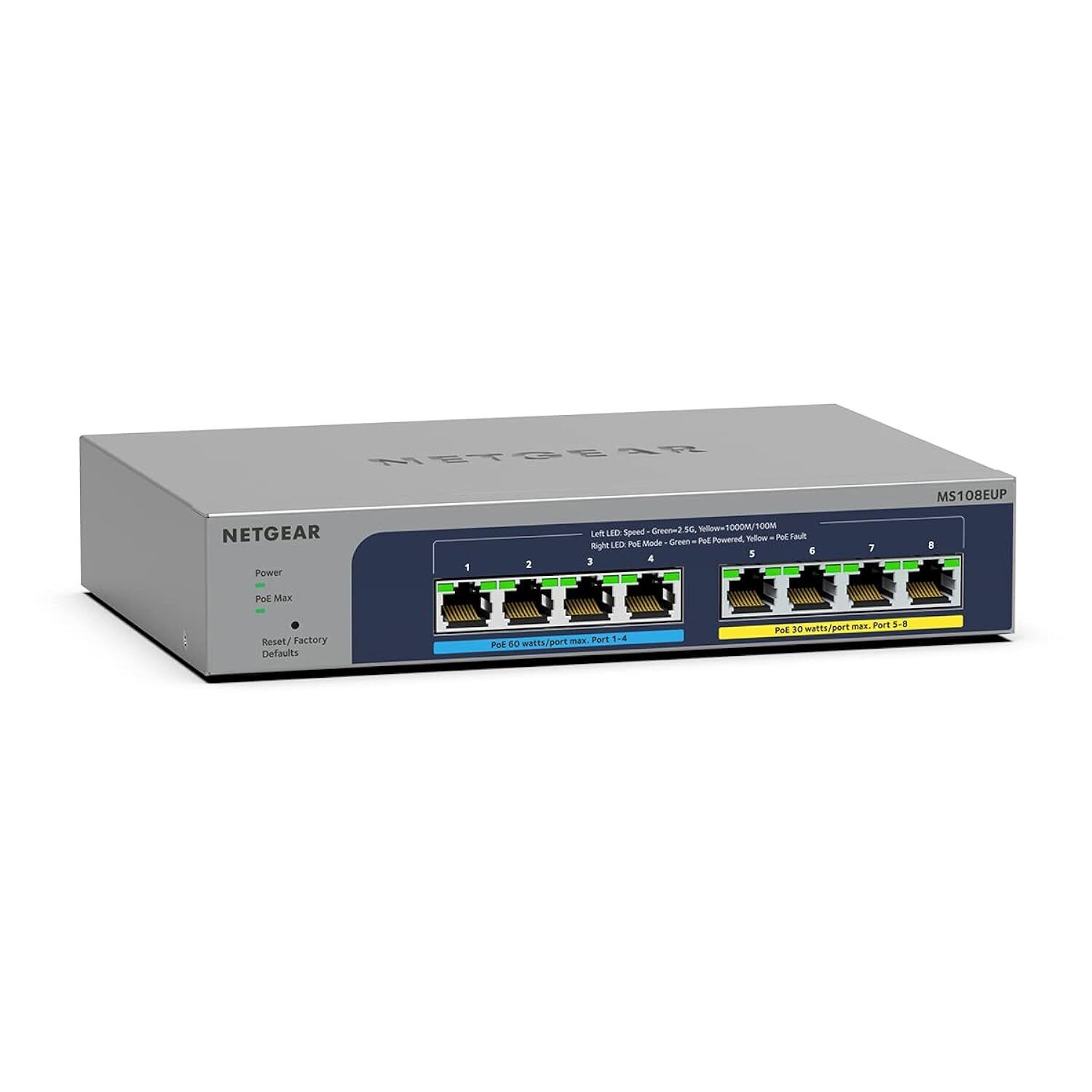 NETGEAR 8-Port Ultra60 PoE Multi-Gigabit Ethernet Plus Switch (MS108EUP) - Man