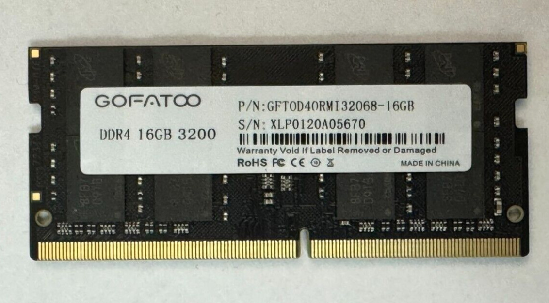 16GB (1x16GB) DDR4 3200MHz PC4-25600 260 pin SODIMM Laptop Memory RAM