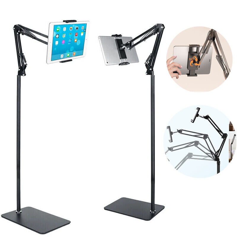 Adjustable Foldable Arm Floor Tablet Phone Stand Holder for iPhone IPad Pro