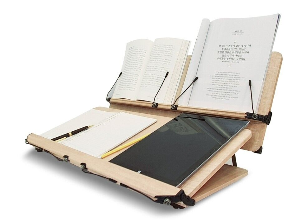 204D Nice Book Stand 2 Tier Wooden Reading Holder Desk Bookstands Bible Tablet