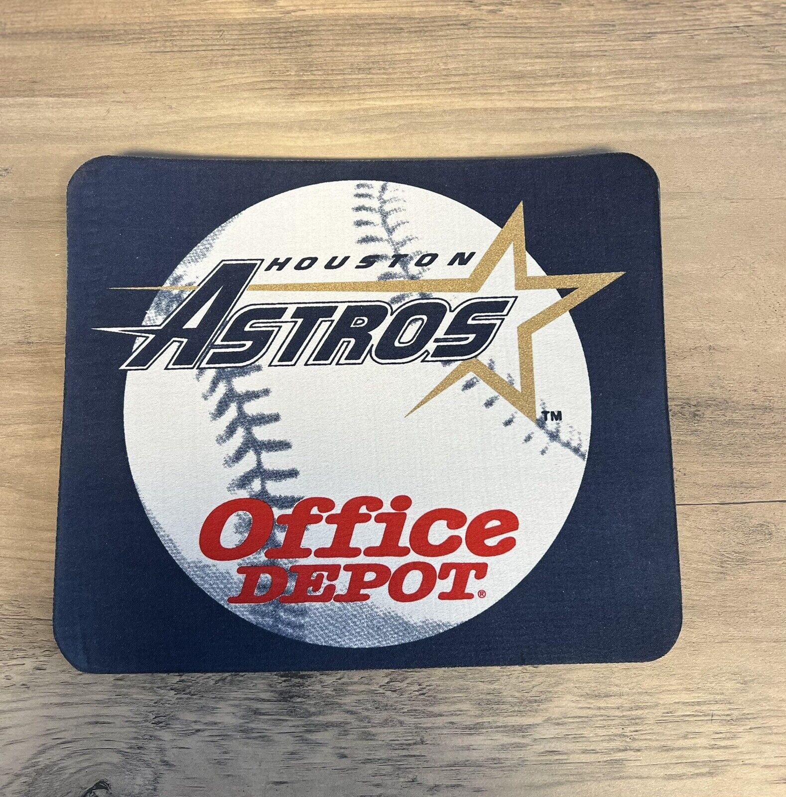 Vintage PC Mouse Pad Houston Astros Office Depot Throwback Logo Navy Gold