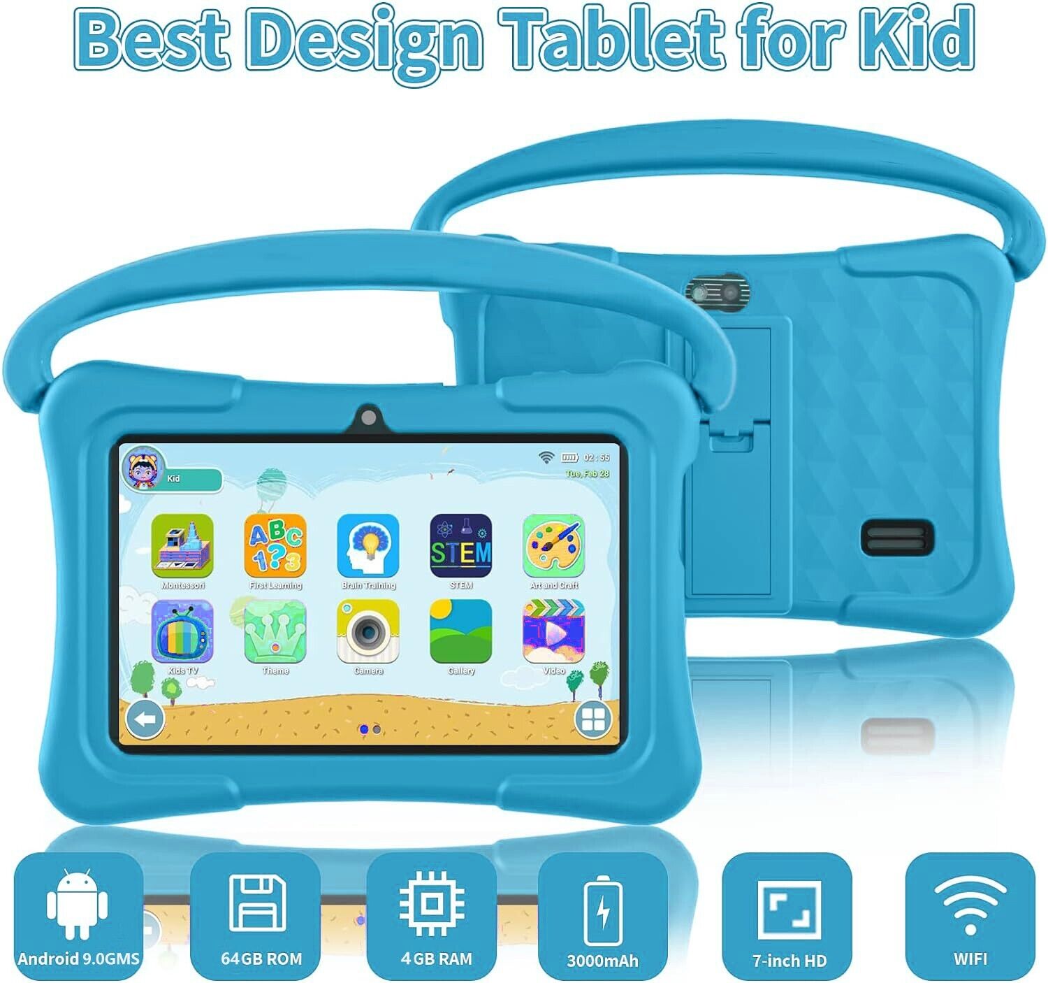 7inch Kids Tablet Educational Tablet for Kids 64GB Android 9 WiFi  Google Play