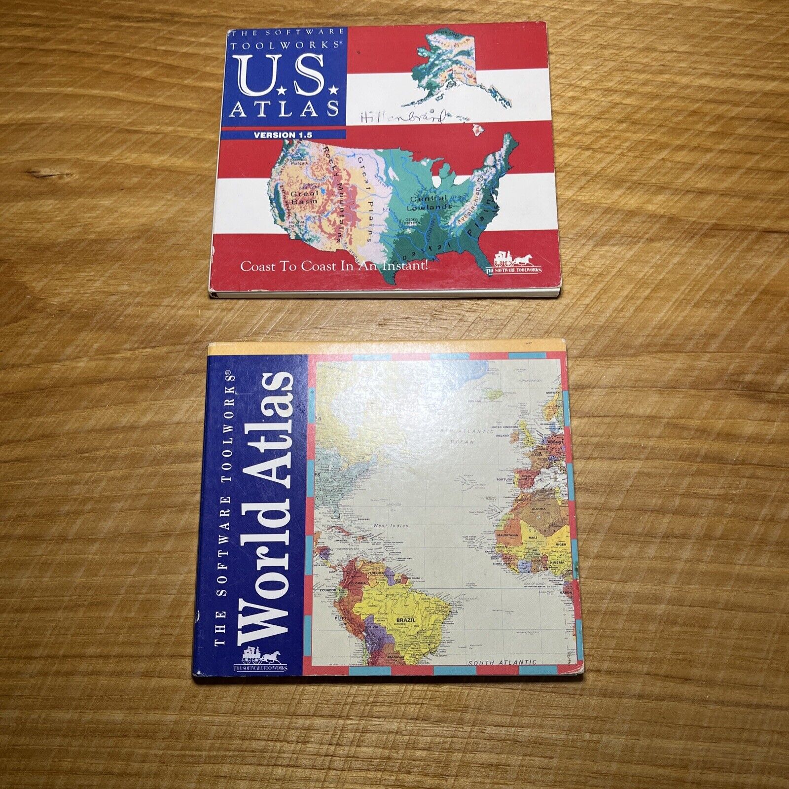 Vtg Software Tools 2 PC US & World Atlas CD-ROMs 1991 Statistics Reference