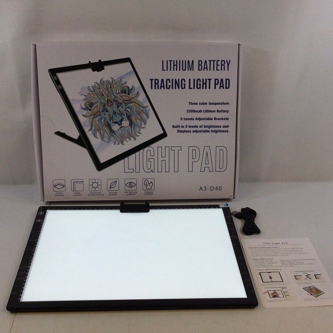 QENSPE A3-D40 Black Lithium Battery Tracing LED Light Pad For Diamond Painting