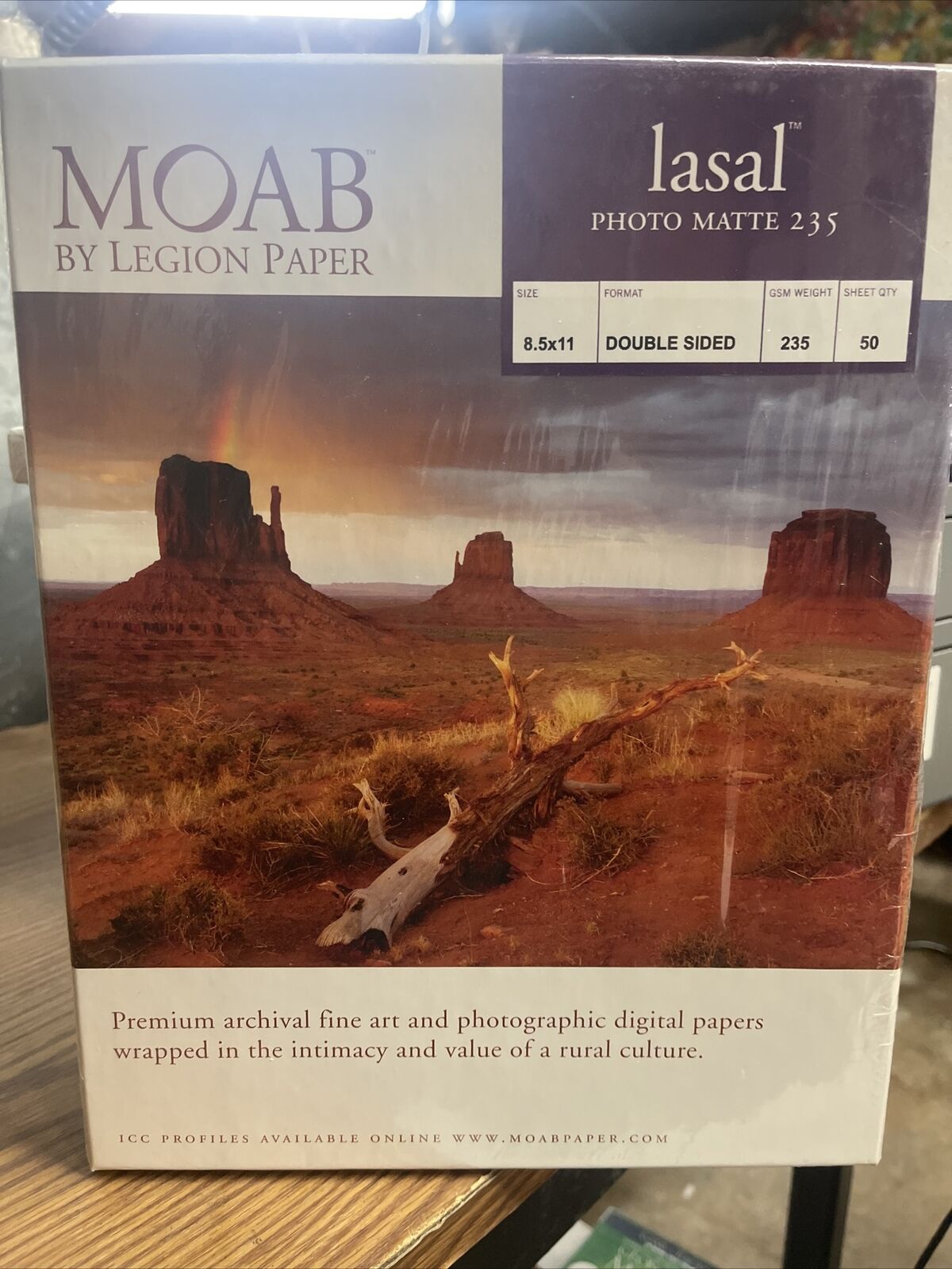 Moab Lasal Photo Matte Gsm  235 (8.5x11”) 50 Sheets.