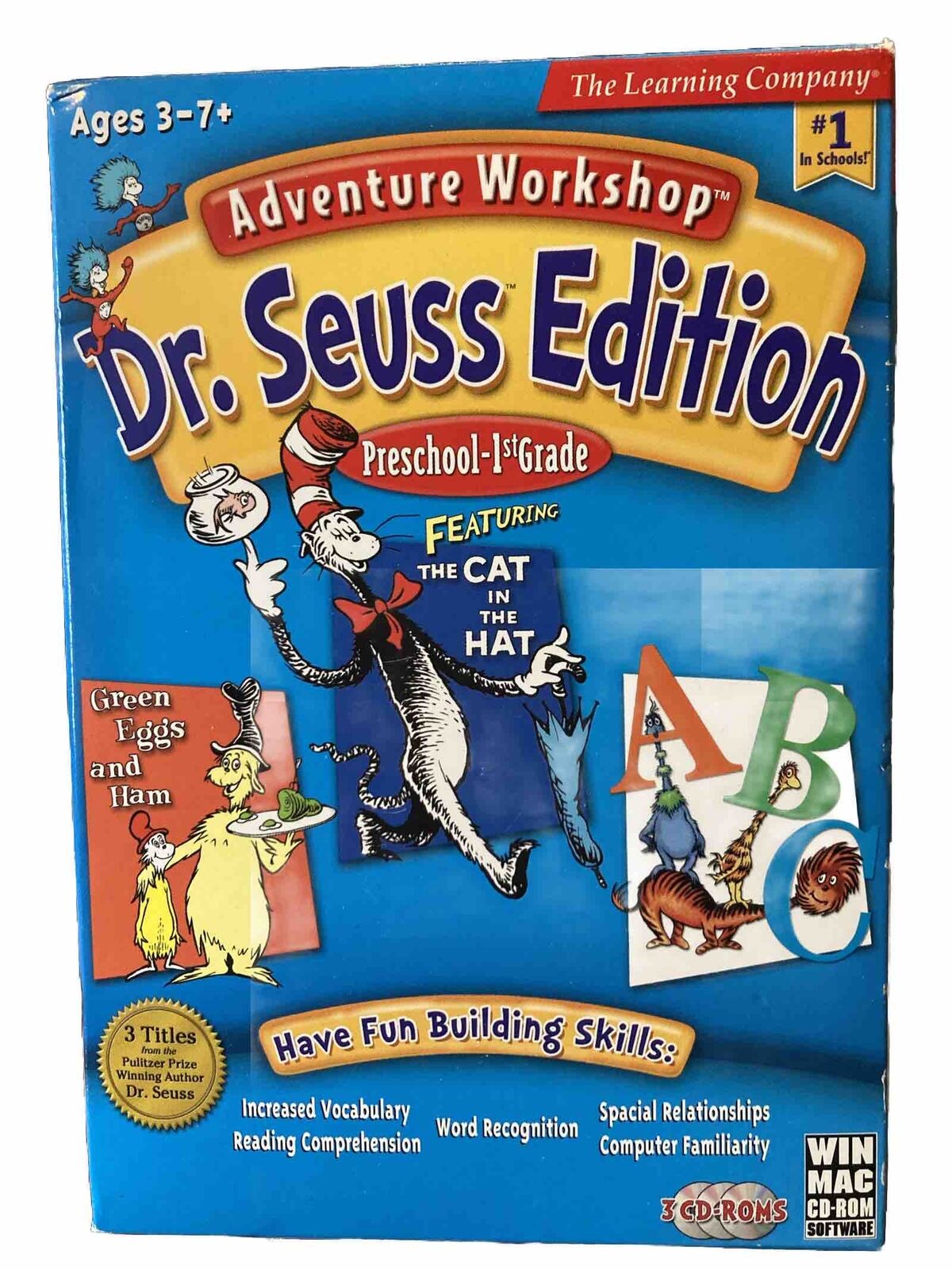 New Adventure Workshop Dr. Seuss Edition Preschool-1st Grade Ages 3-7  3 CD-ROMS
