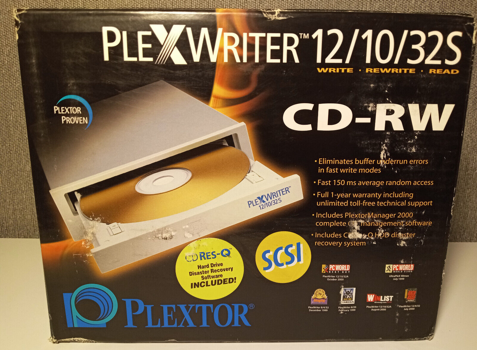 Plextor - New Open Box Plexwriter 12/10/32S CD-RW SCSI Internal CD Drive & Accs.