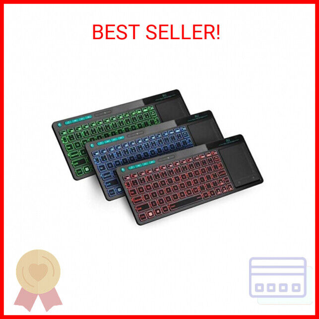 Rii K18 Plus Wireless 3-LED Color Backlit Multimedia Keyboard with Multi-Touch B