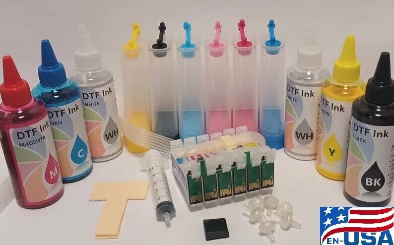 DTF ink Direct to Film + 6 x 100ml + Empty CISS for Epson artisan 1430 T0791 79