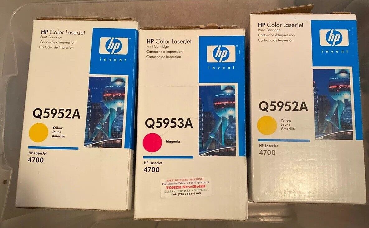 Lot-of-3 Genuine OEM HP LaserJet 2x Yellow Q5952A 1x Magenta Q5953A 1 Open Box