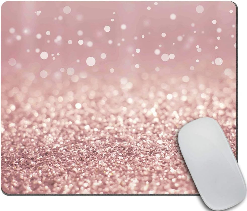 Amcove Rose Gold Rainbow Glitter Gaming Mouse Pad Custom Design,Fashion Non-Slip