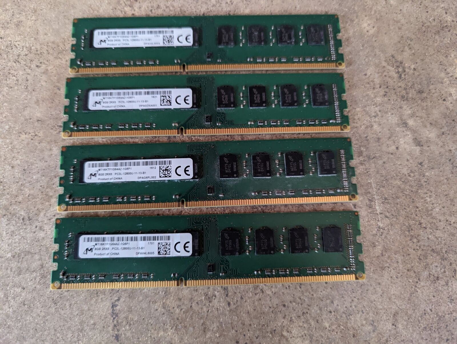 MICRON 32GB(4X8GB) MT16KTF1G64AZ-1G6P1 PC3L-12800U 1600MHZ DDR3L H3-1(4)