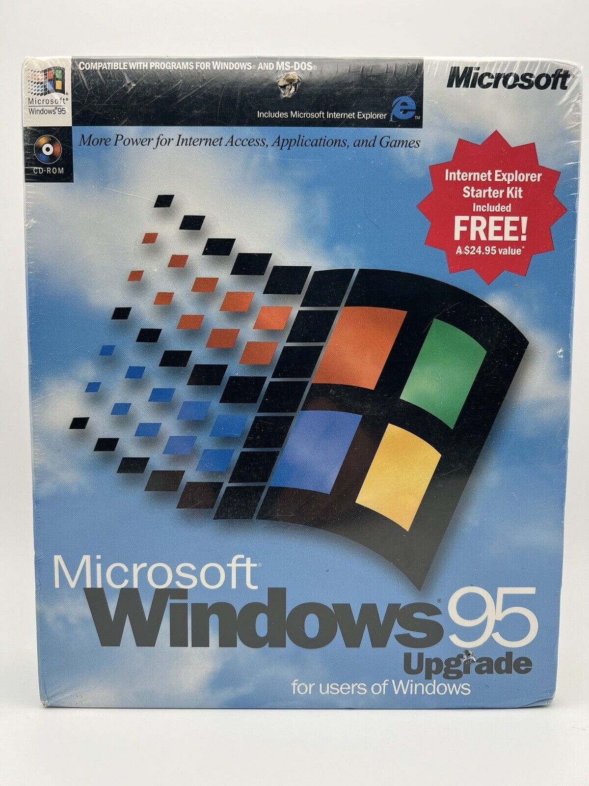 Microsoft Windows 95 Upgrade with Internet Explorer Starter kit New Damaged Box