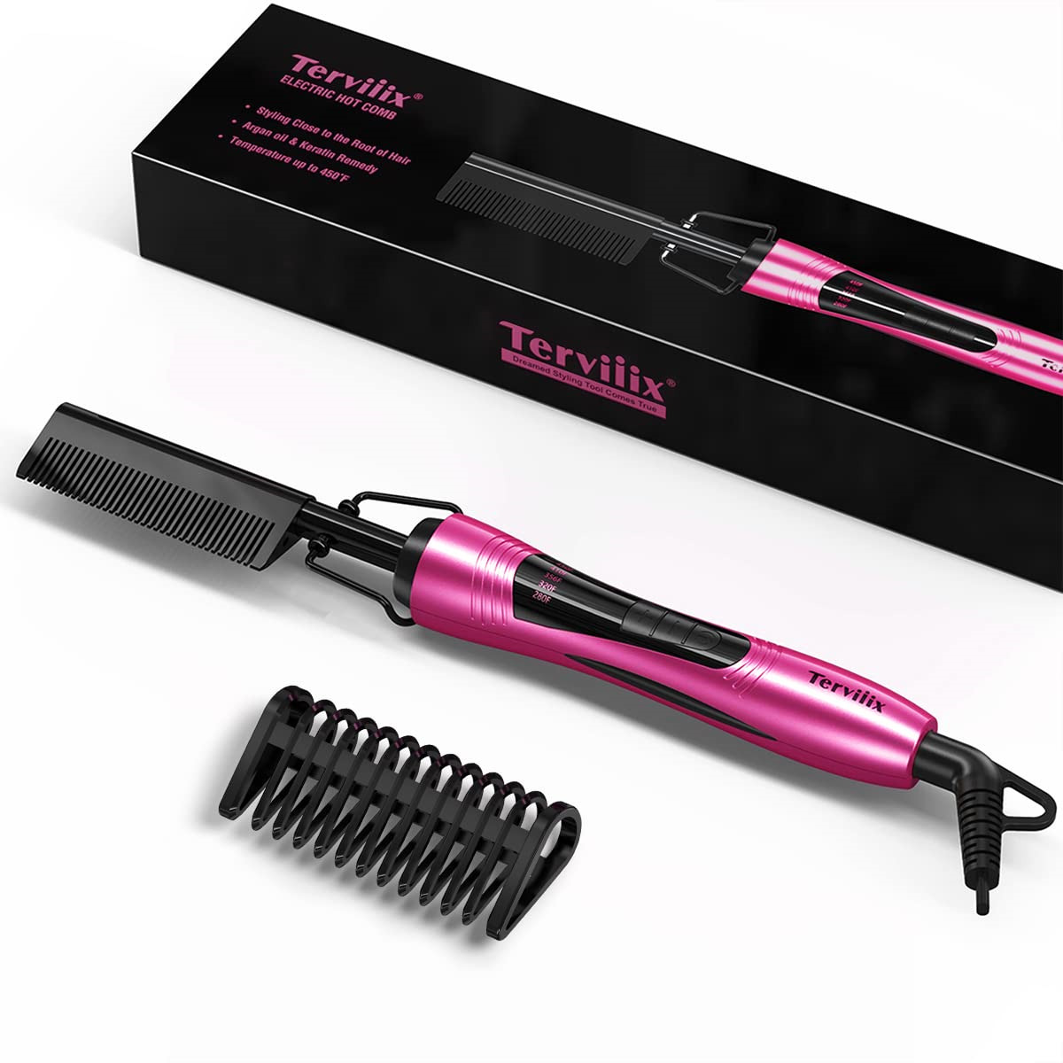 Hot Comb Electric by Terviiix, Pressing Combs for Natural Black Hair, Wigs & &