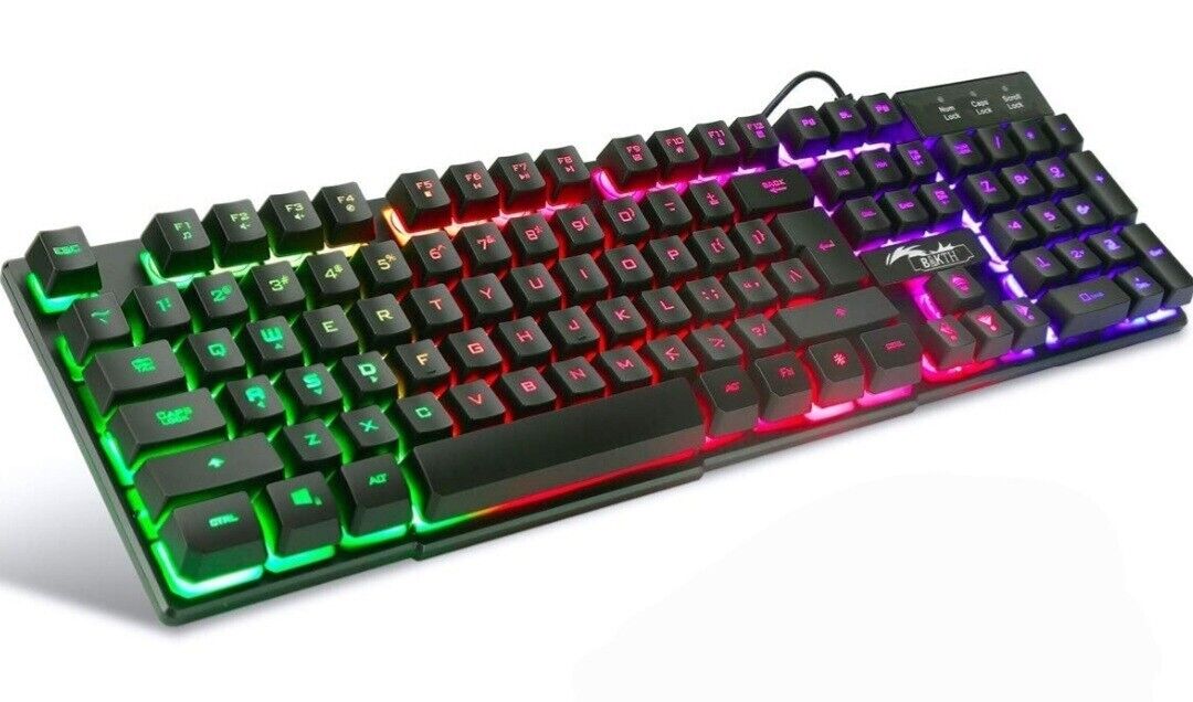 Multiple Color Rainbow LED Backlit Mechanical Feeling USB Wired Gaming Keyboard 