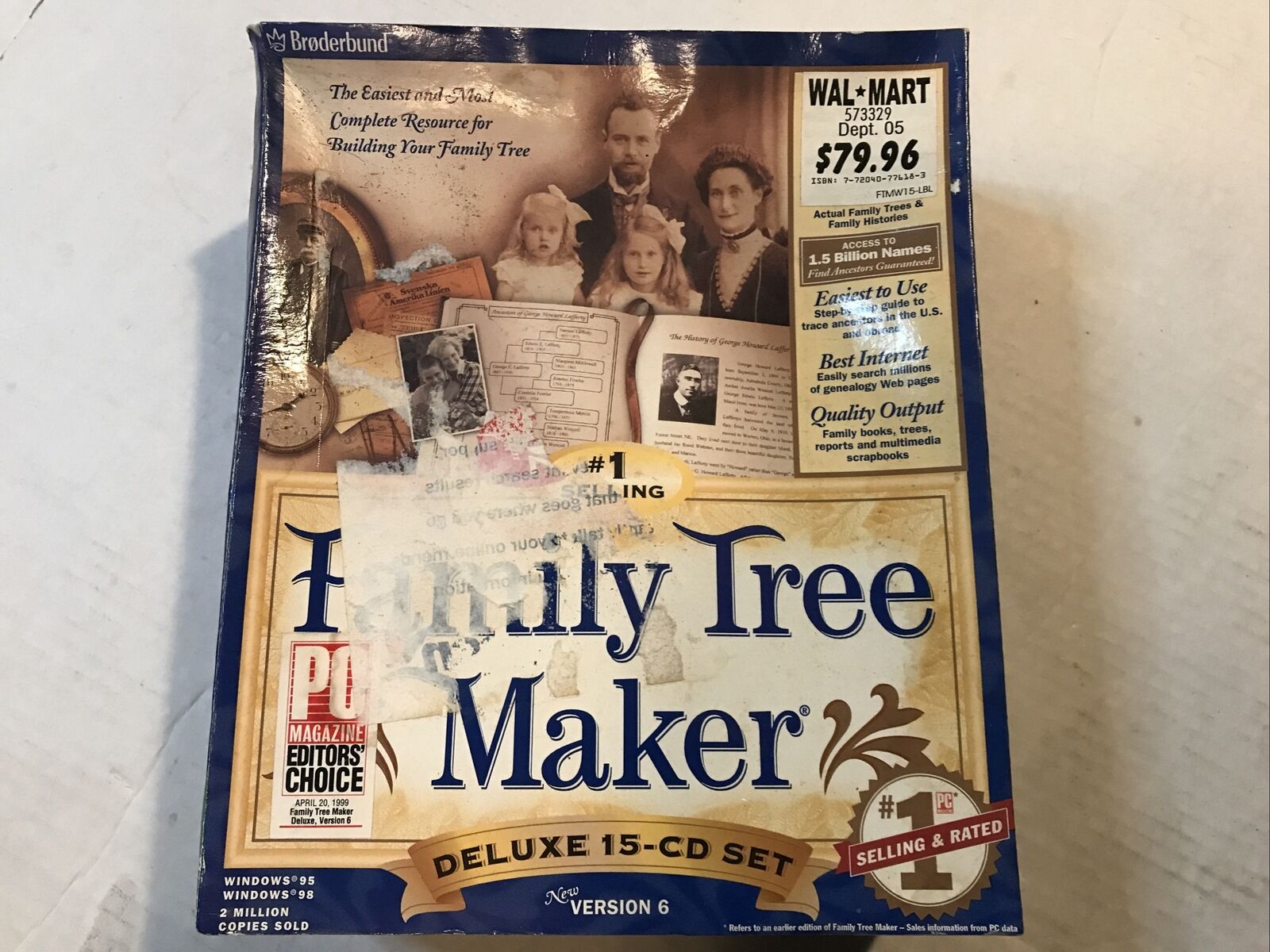 Vintage Family Tree Maker Version 6 Deluxe 15-CD Set PC WIN 95 / 98 Open Box
