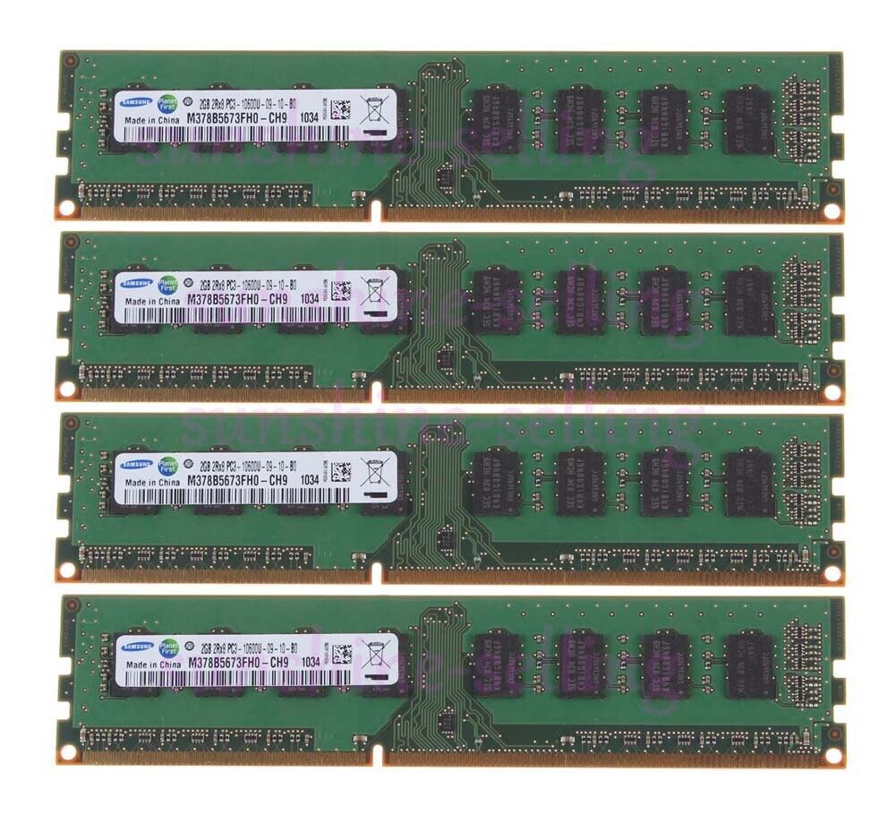 8GB Samsung 4X 2GB PC3-10600 DDR3 1333MHz 2RX8 240PIN DIMM Desktop Memory RAM @N