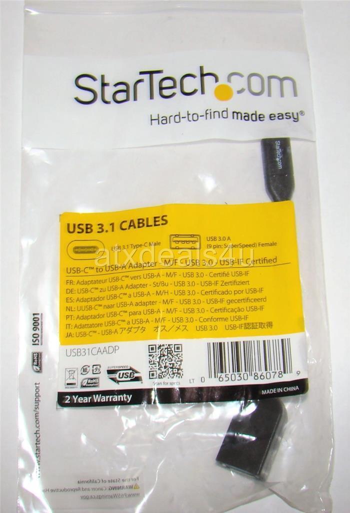 StarTech USB31CAADP USB-C Male to USB-A Female Adapter New